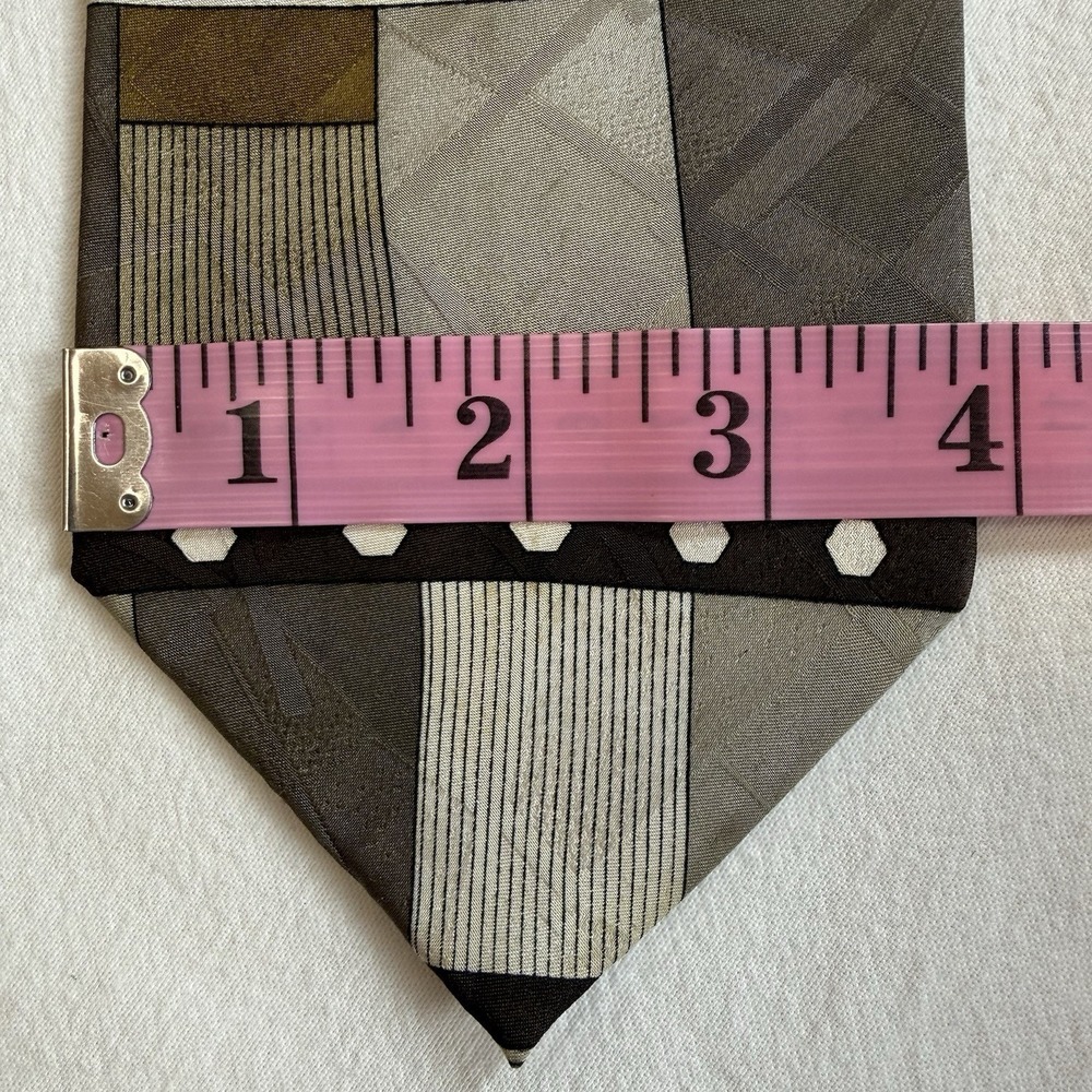 Carlo Palazzi Studio Tie Vintage 90s Wide 100% Silk Art Deco Geometric Luxury - Picture 9 of 10